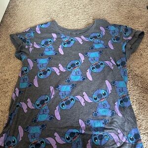 Disney Gray and Blue Stitch Short Sleeve Tee